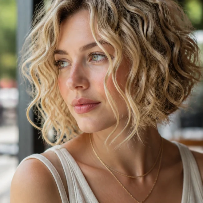 28 Curly Blonde Bob Haircuts for Round Faces