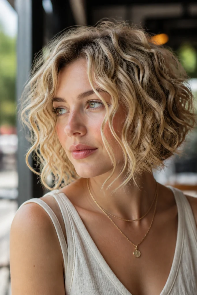 28 Curly Blonde Bob Haircuts for Round Faces