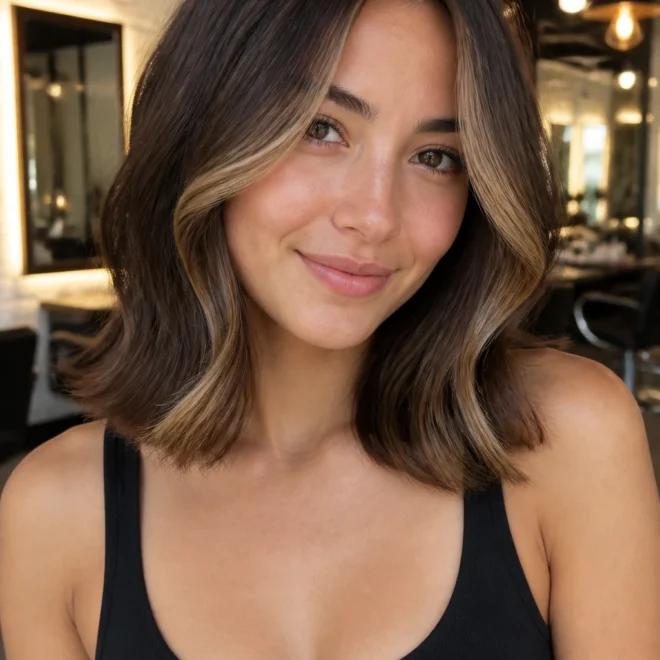 22 Chocolate Brown Balayage Looks for Round Faces
