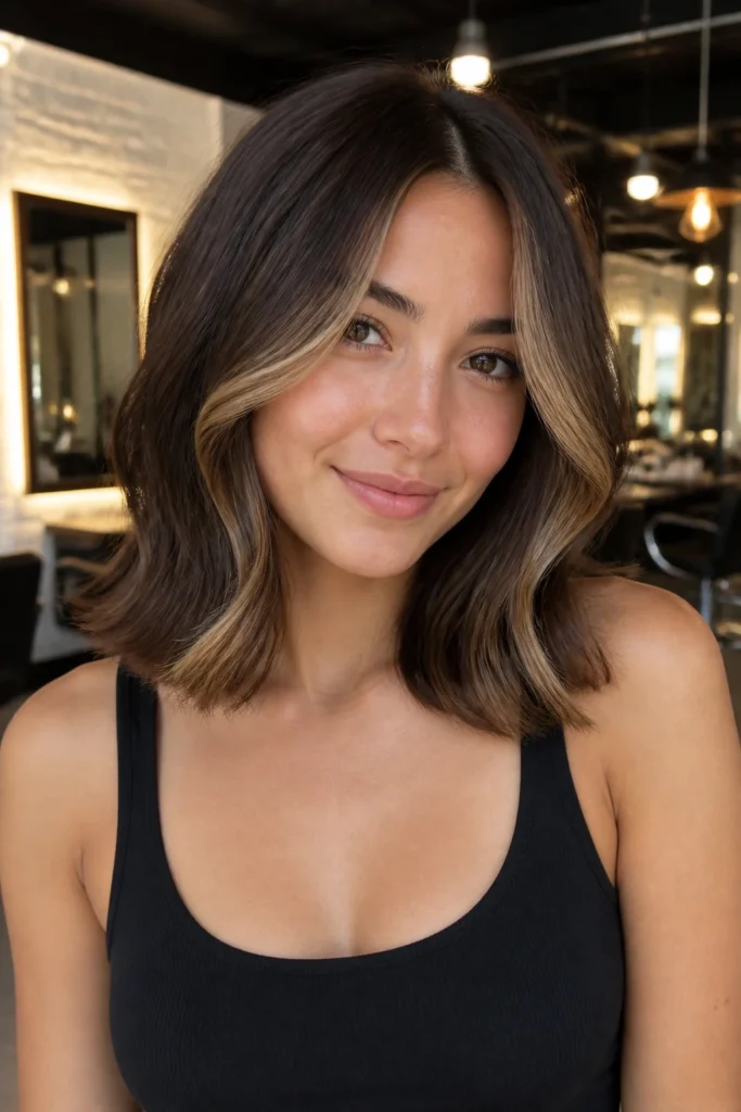 22 Chocolate Brown Balayage Looks for Round Faces