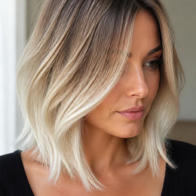 18 Platinum Blonde Ombre Hair Ideas for Round Faces