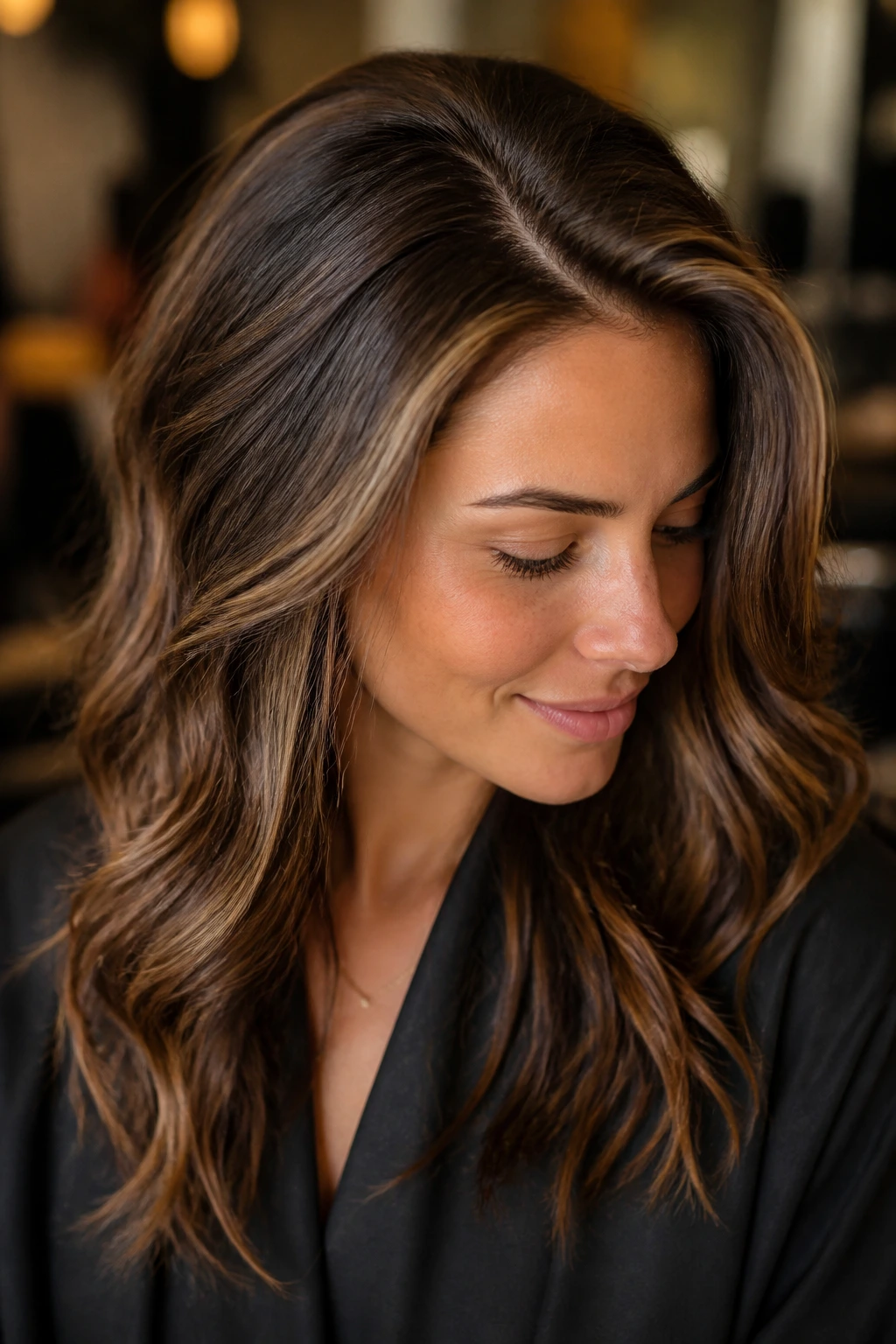 Hairline and crown contour highlights on a real person in a salon.