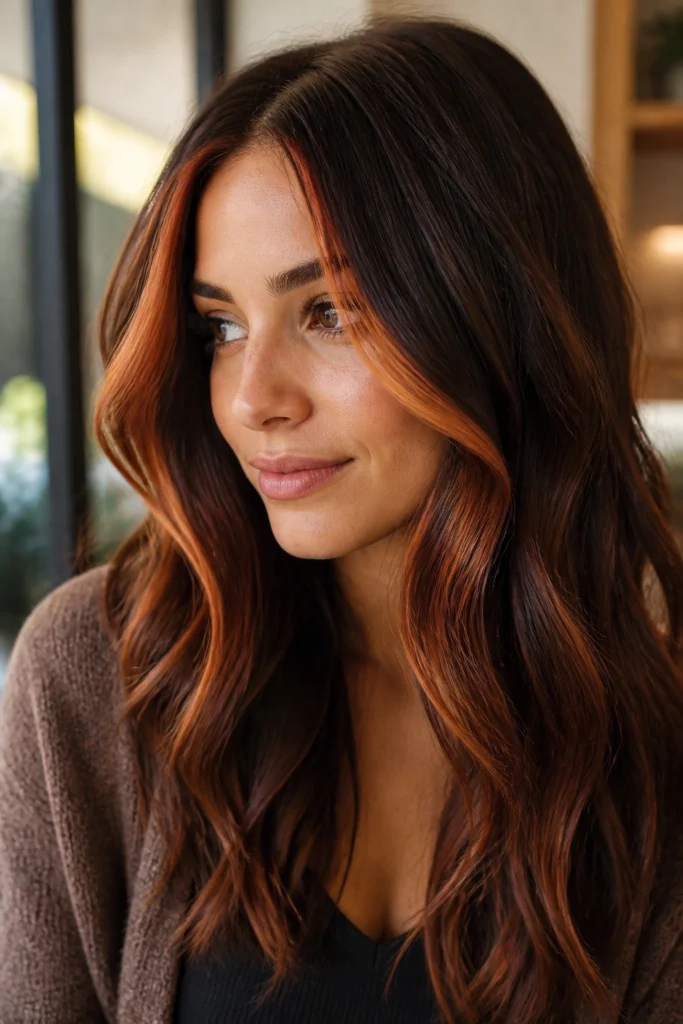 22 Auburn Money Piece Highlights for Brown Hair