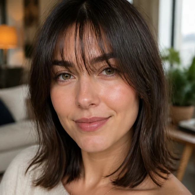 15 Medium Curtain Bangs for Round Faces