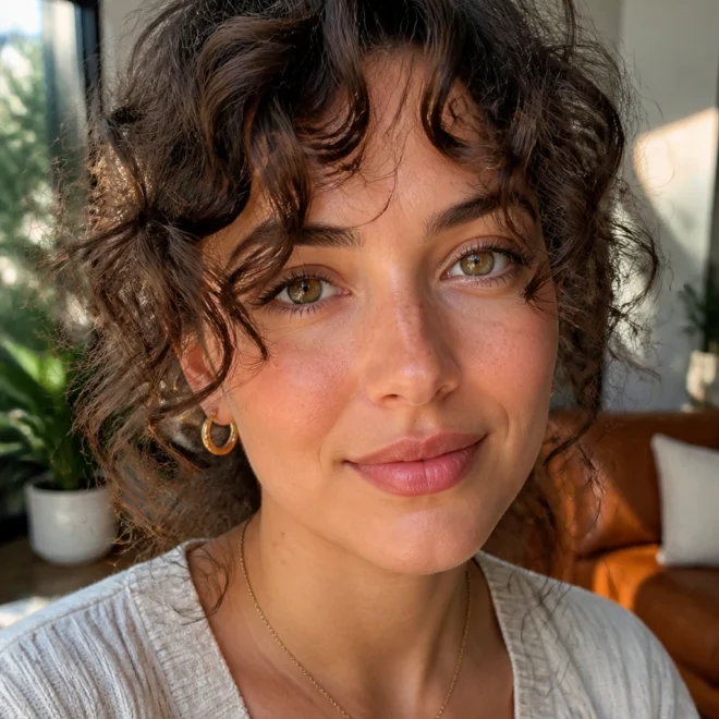 15 Wispy Curly Fringe Hairstyles for Round Faces