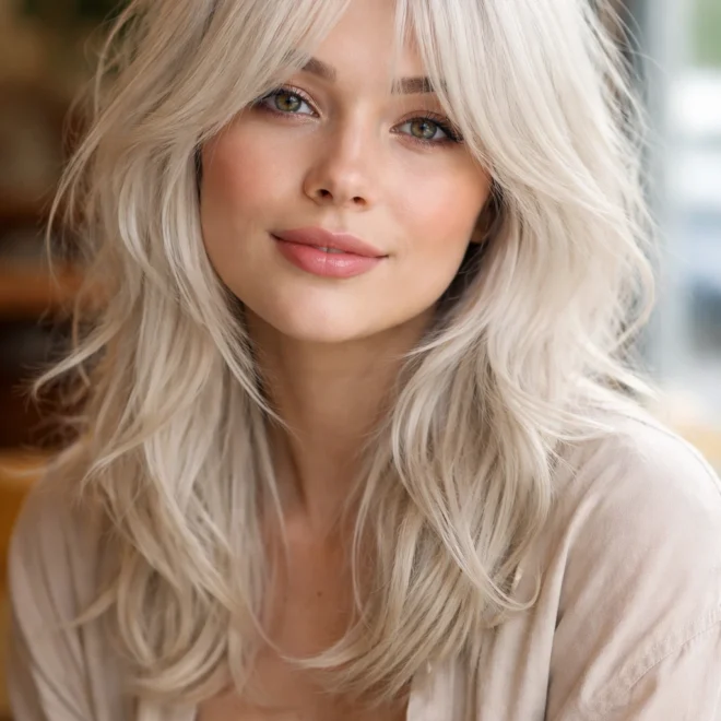 18 White Fringe Hairstyles for Round Faces