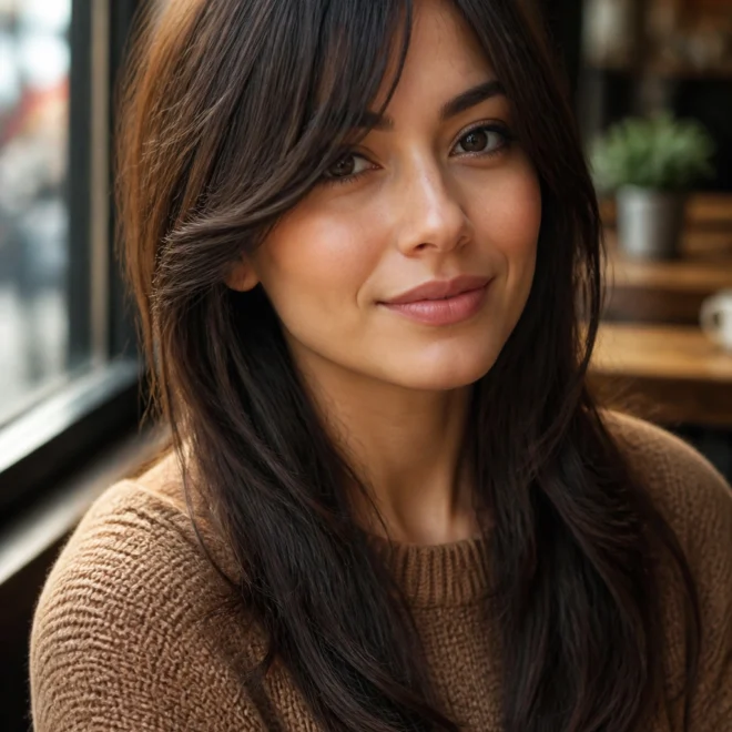20 Long Side Bangs for Round Faces