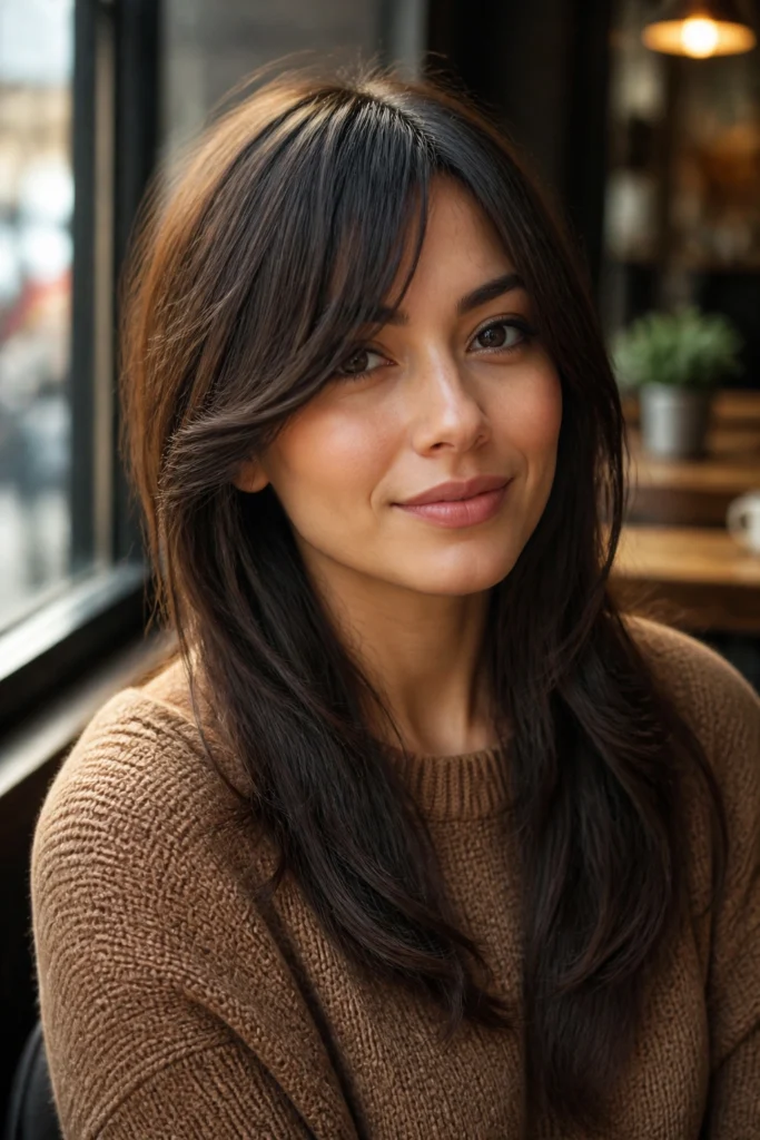 20 Long Side Bangs for Round Faces