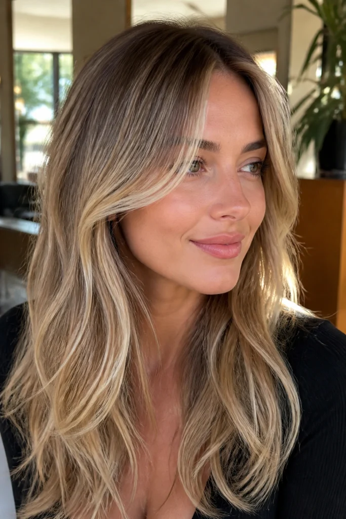 22 Long Blonde Face Framing Highlights for Round Faces
