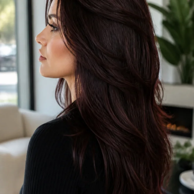 28 Mahogany Brown Hair Color Ideas for Round Faces