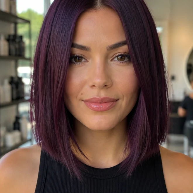22 Purple Hair Color Ideas for Round Faces
