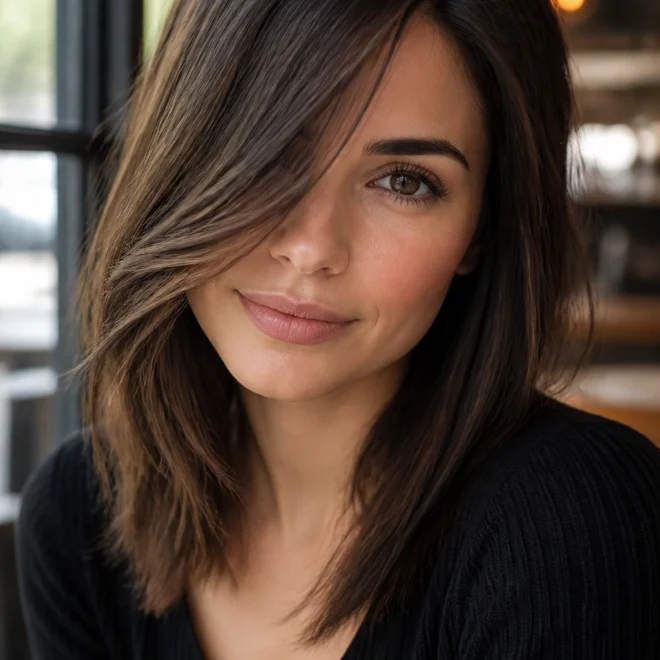 28 Side Swept Bangs Ideas for Round Faces
