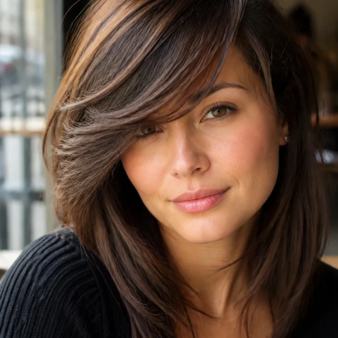 18 Feathered Bangs Ideas for Round Faces