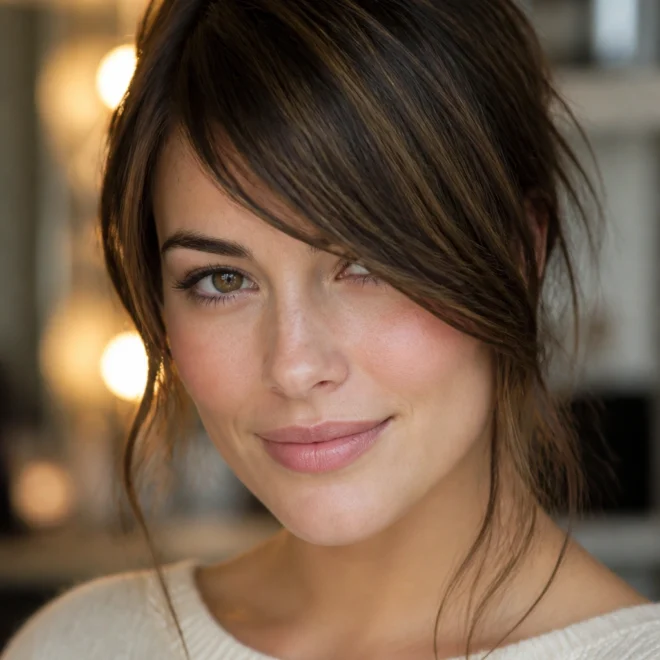20 Asymmetrical Bangs Ideas for Round Faces
