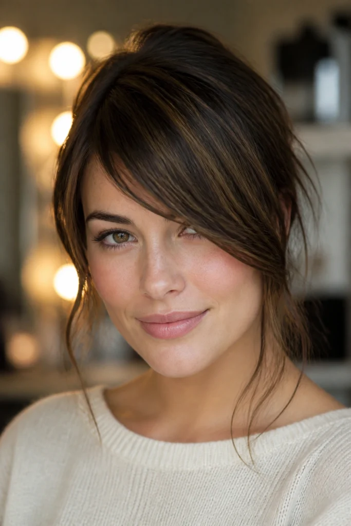 20 Asymmetrical Bangs Ideas for Round Faces