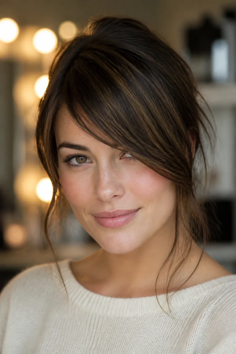 20 Asymmetrical Bangs Ideas for Round Faces
