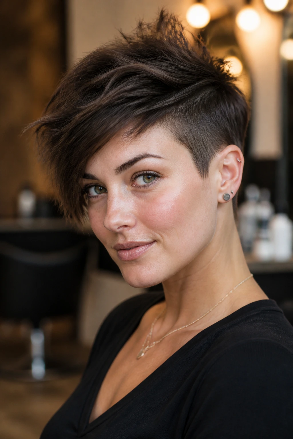 Portrait of a person with a disconnected pixie and long crown
