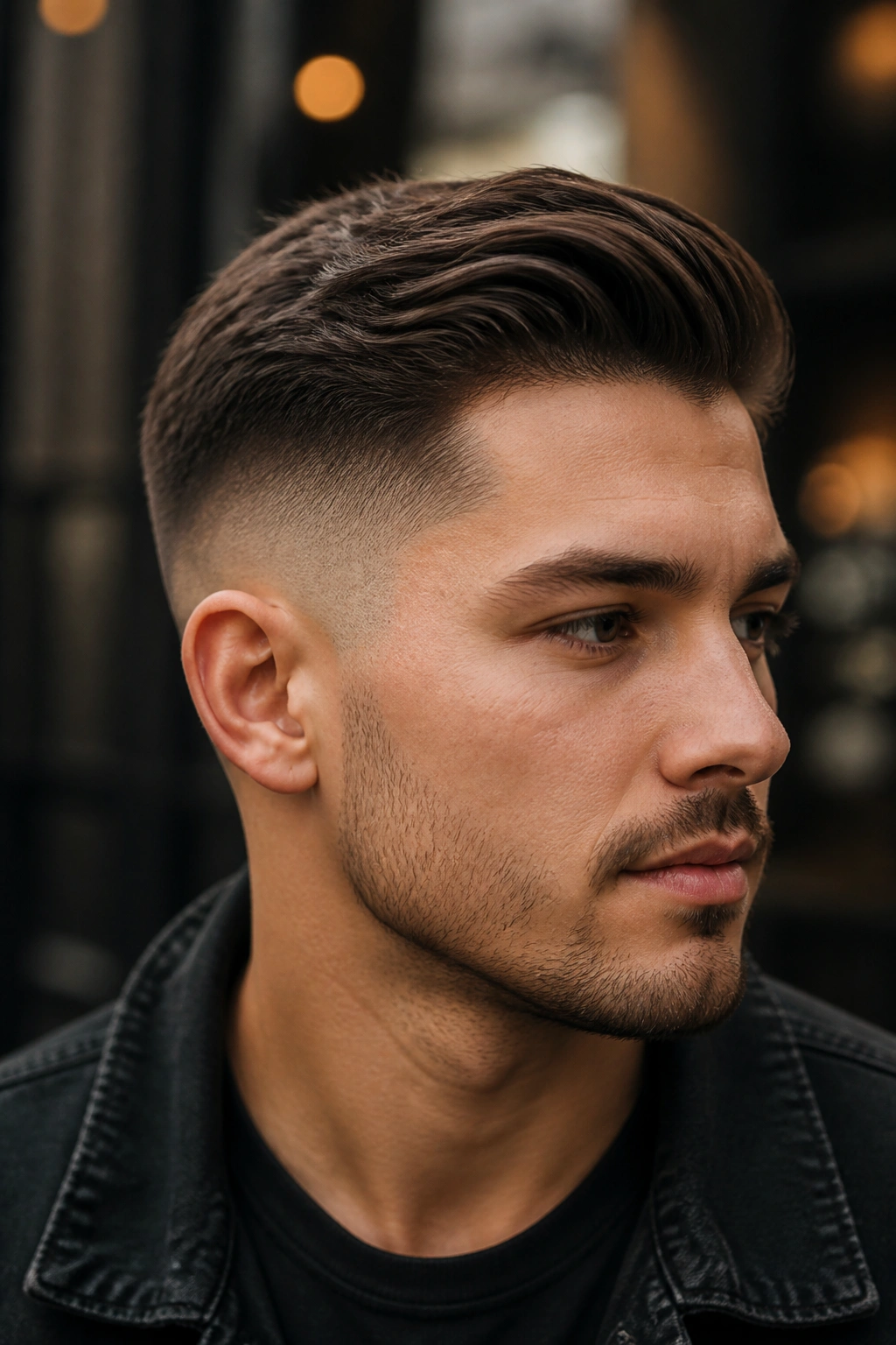 Portrait of a man with a fade-blend undercut and a smooth side-to-top transition