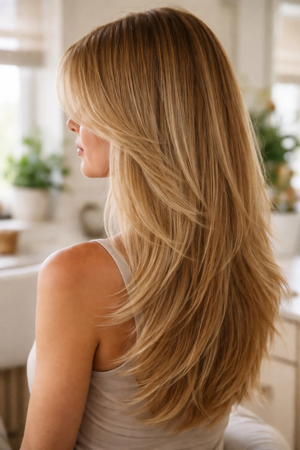 Close-up of hair with feathered ends on a real person