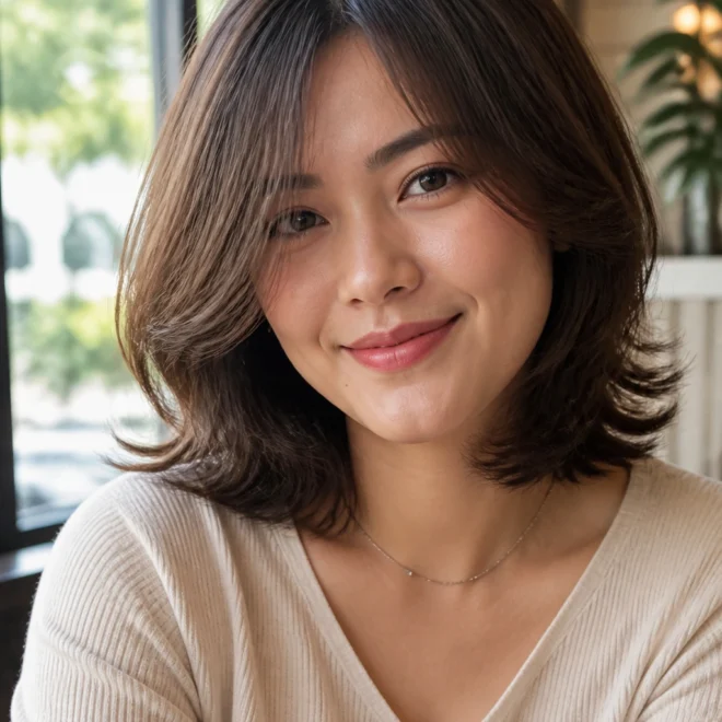 18 Feathered Hairstyles for Round Faces