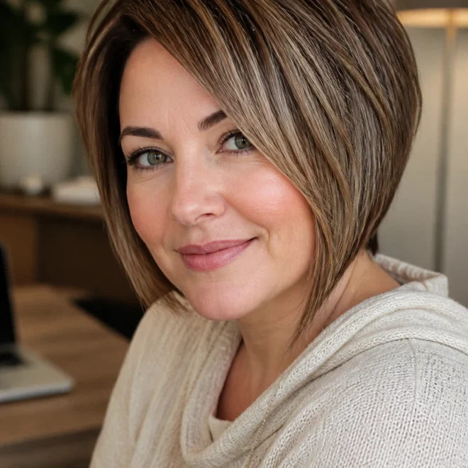 30 Stacked Haircuts for Round Faces