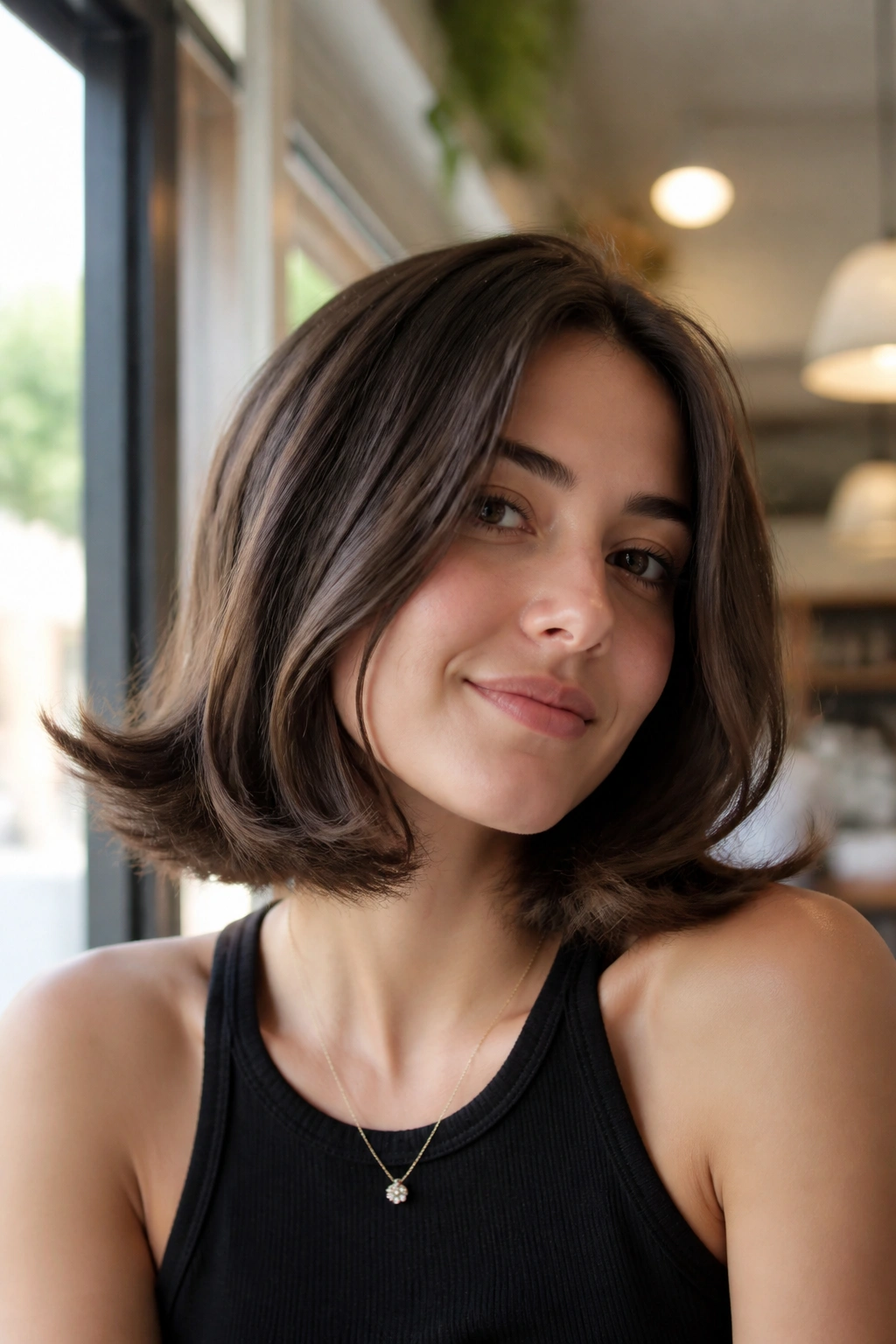 Close-up of a real person with flip-out ends lob in natural daylight