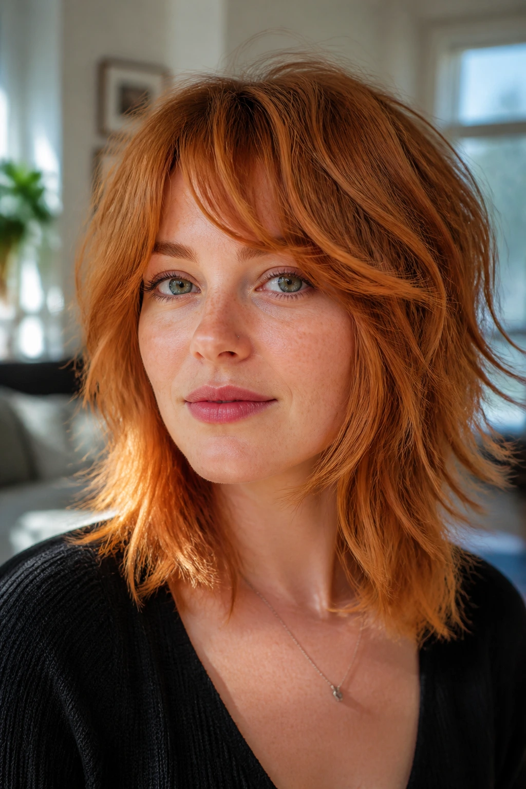 Ginger shag with razored ends on a real person