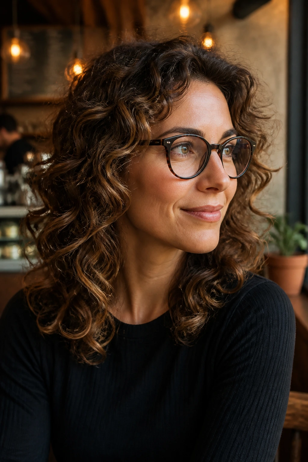 Close-up portrait of a person with glasses and glasses-friendly temple layers