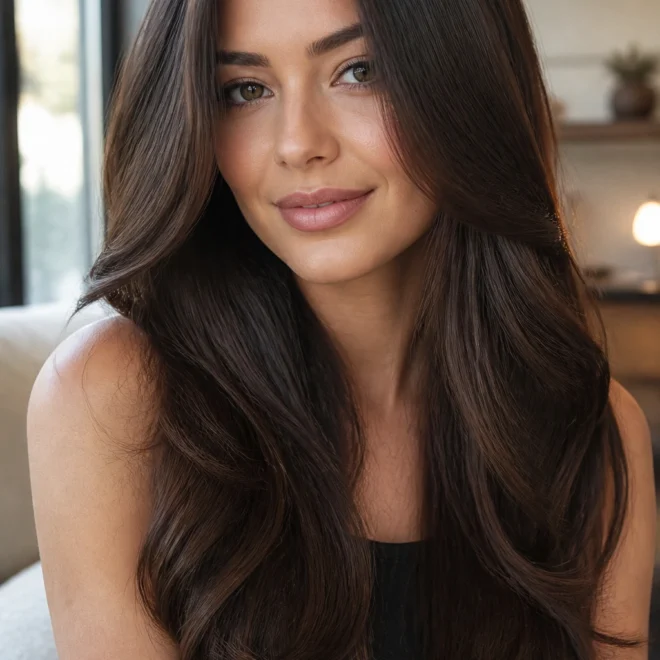 18 Long Brunette Layered Haircuts for Round Faces