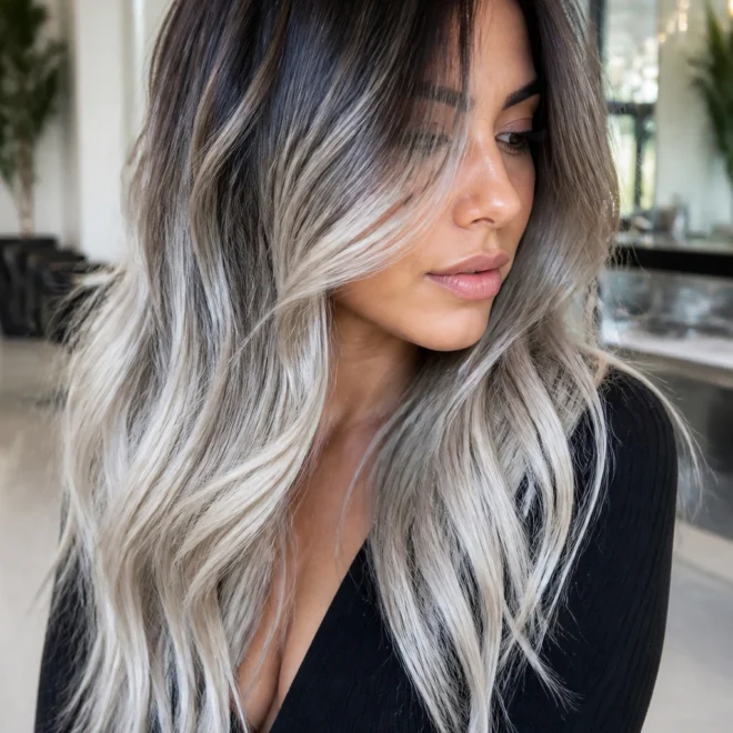 28 White Balayage Looks for Brown Hair