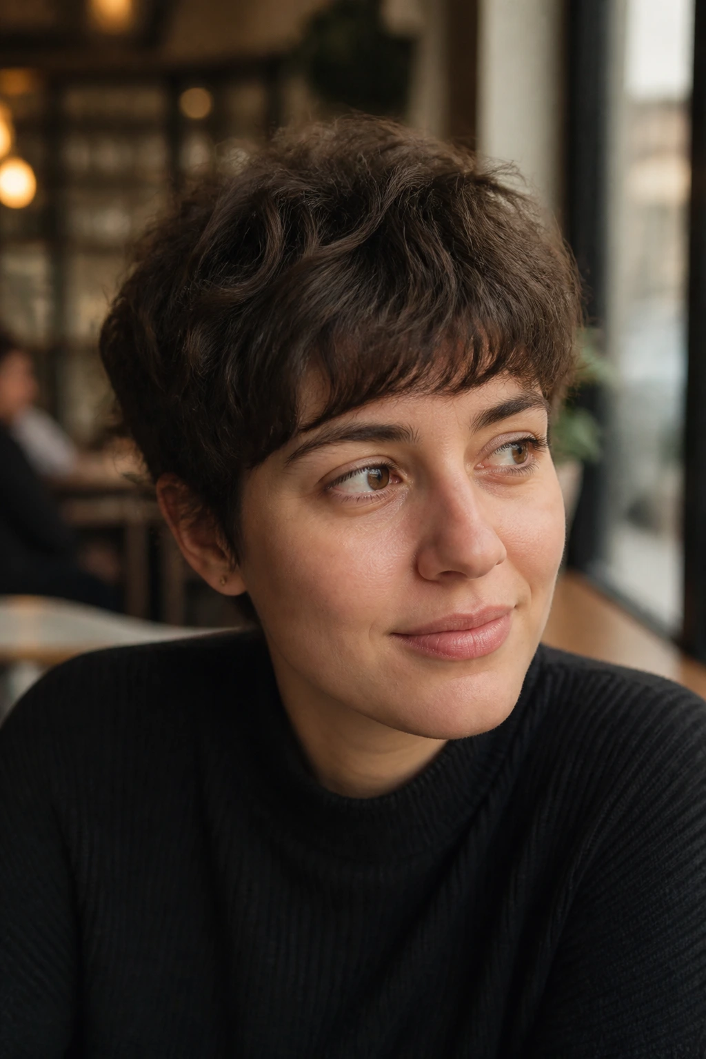 Real person portrait with grown-out crop and fringe