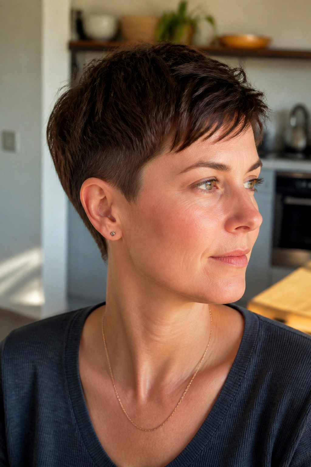 Real person with grown-out crop and soft taper hairstyle