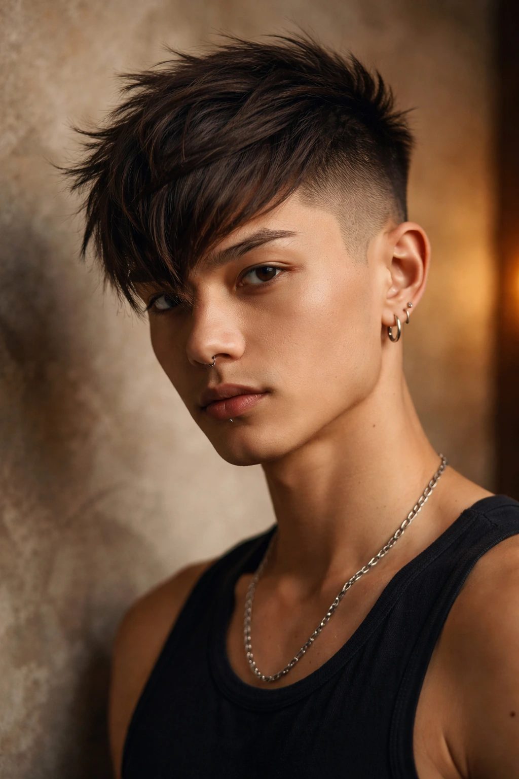 Close-up portrait of a person with a hard-transition crop hairstyle