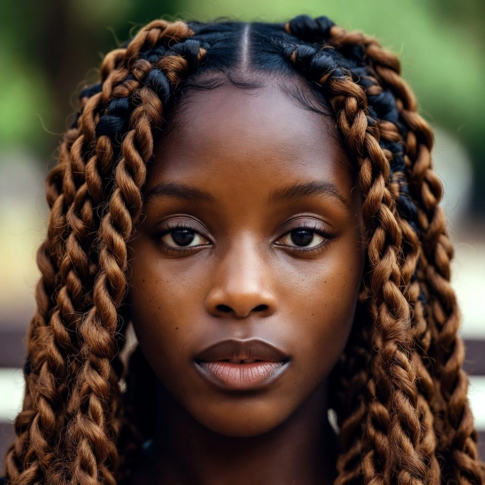 Close-up of a real person with large Havana twists