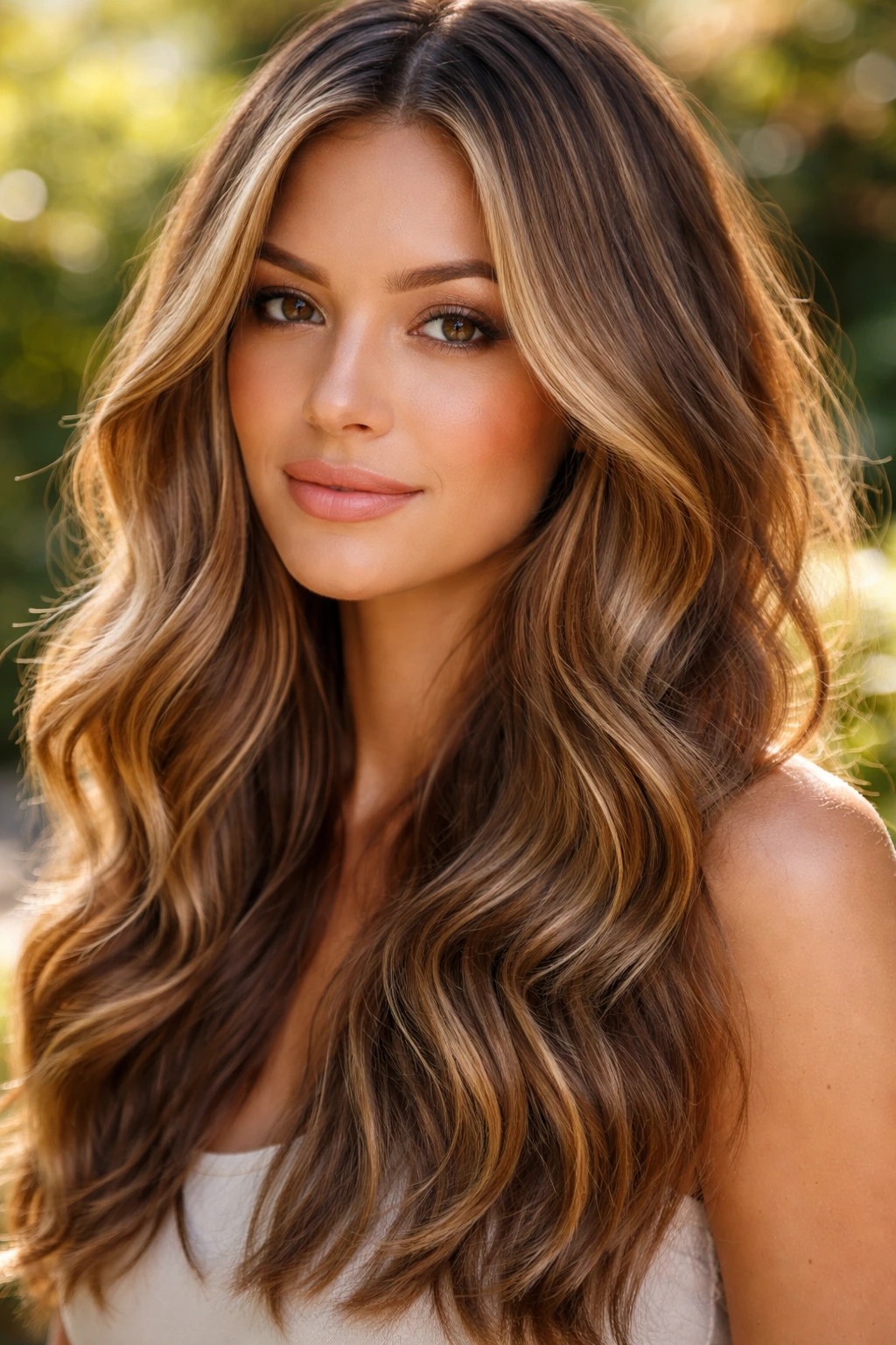 Close-up of honey-glazed bronde hair on a real person