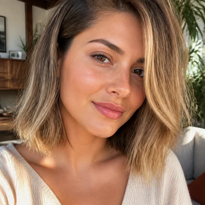 30 Honey Hairstyles for Round Faces