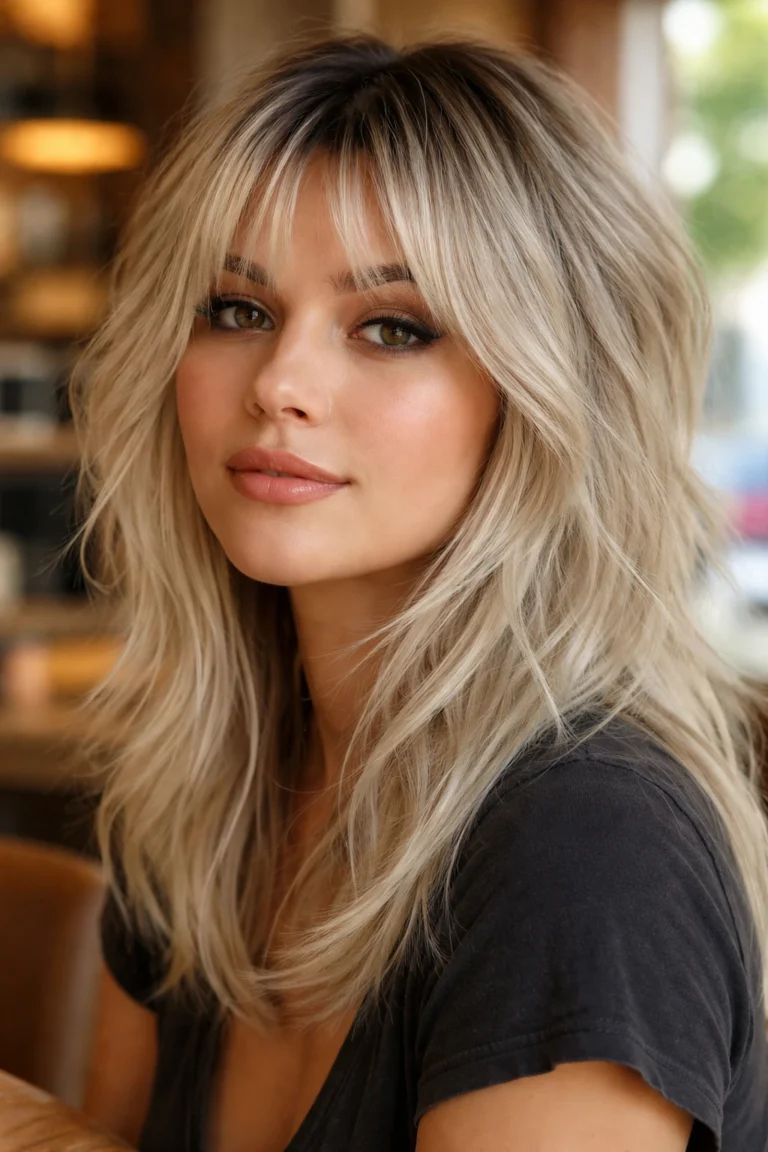 18 Icy Blonde Dark Root Hair Colors for Round Faces