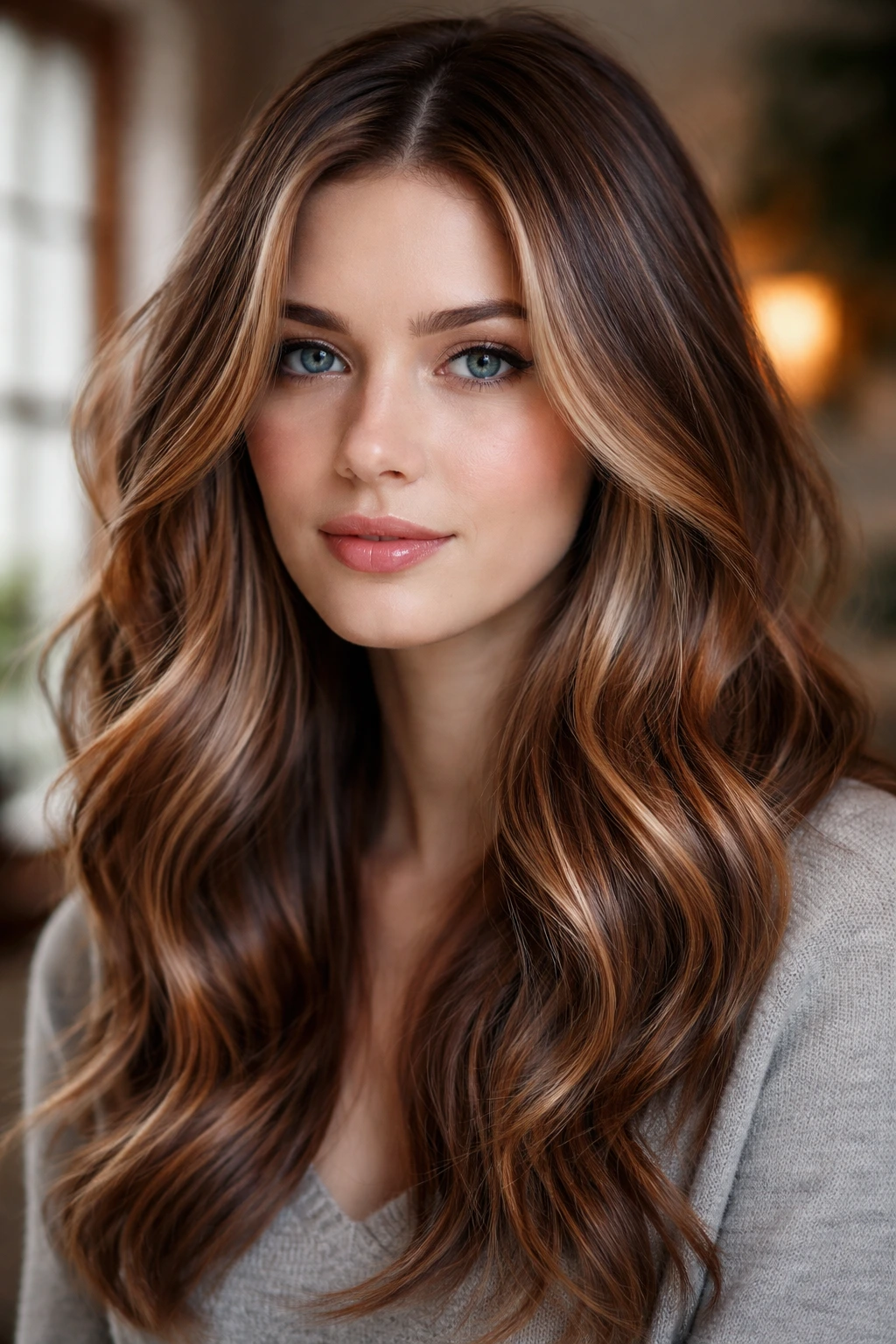 Close-up of ash-platinum base with fine icy copper highlights.