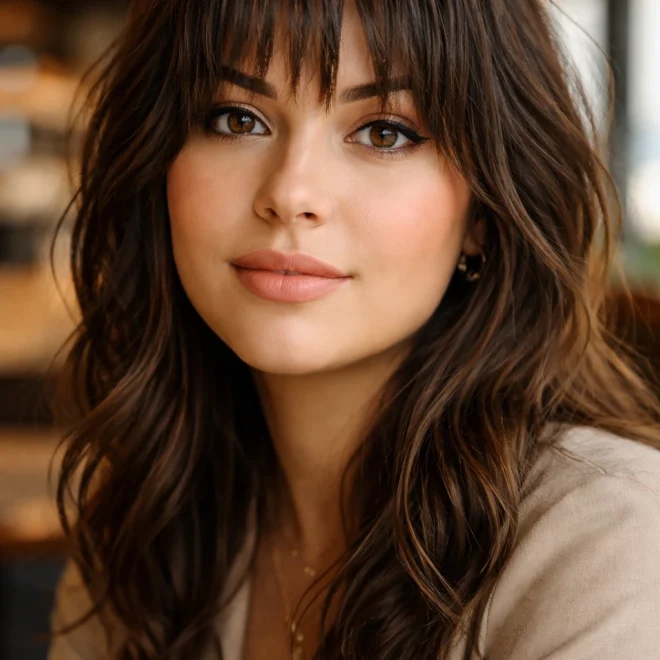 28 Textured Bangs Ideas for Round Faces