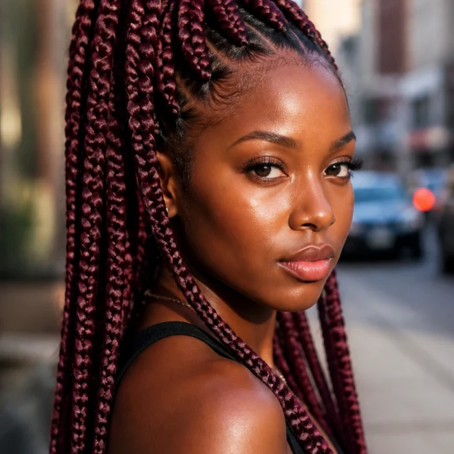 30 Burgundy Box Braids for Black Women
