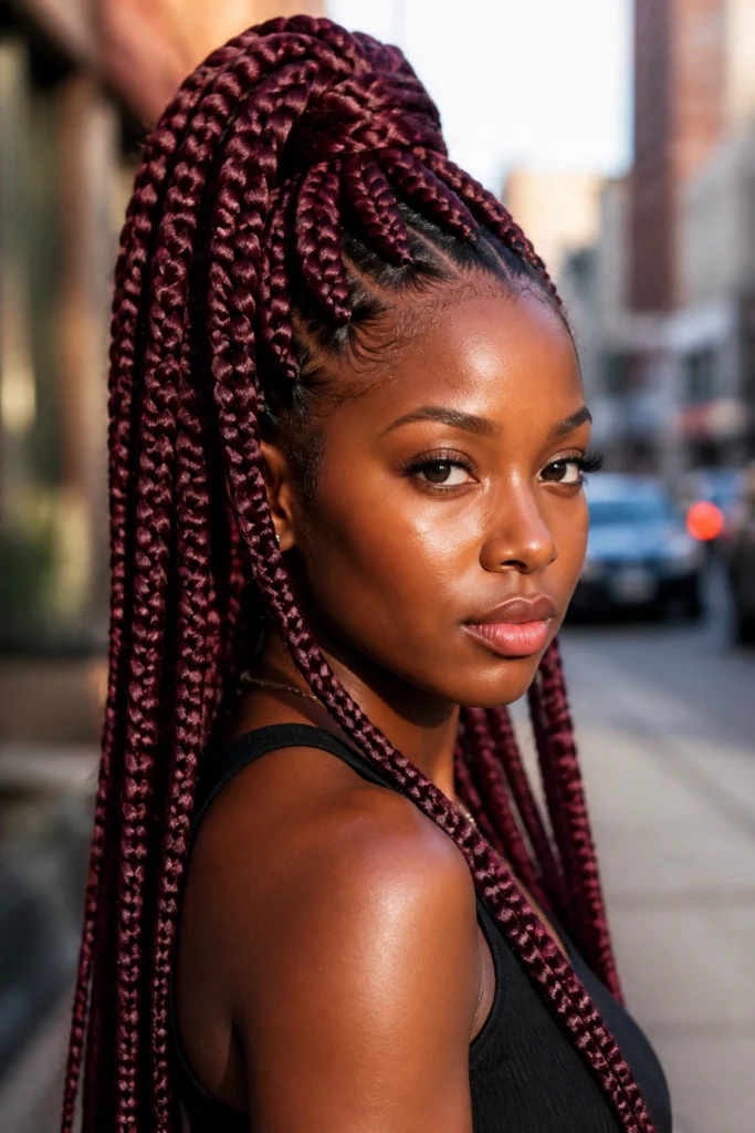 30 Burgundy Box Braids for Black Women