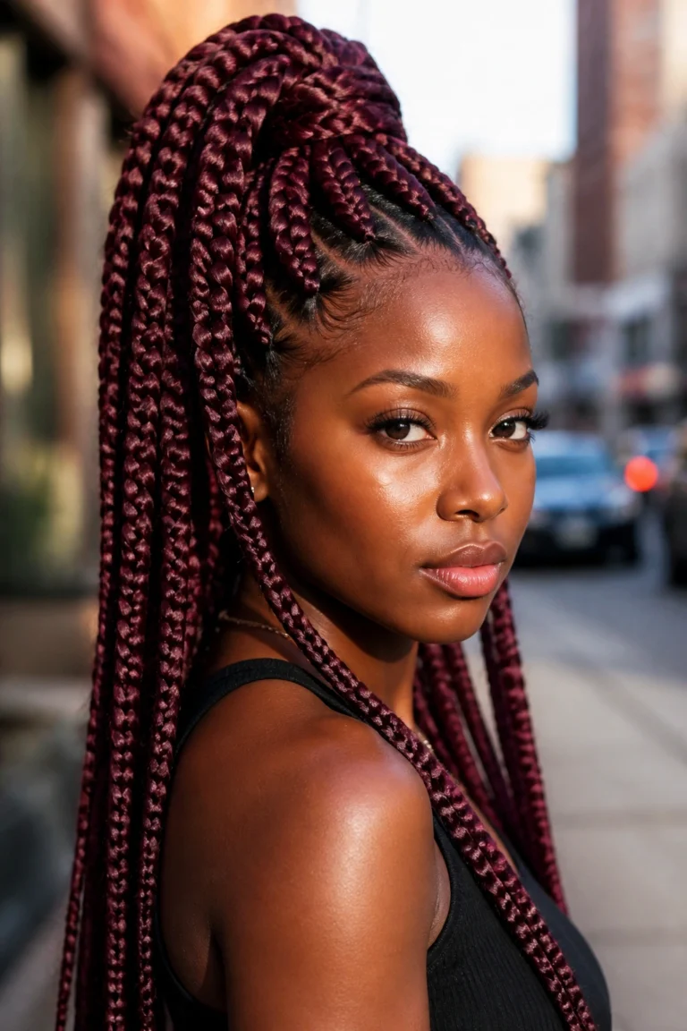 30 Burgundy Box Braids for Black Women