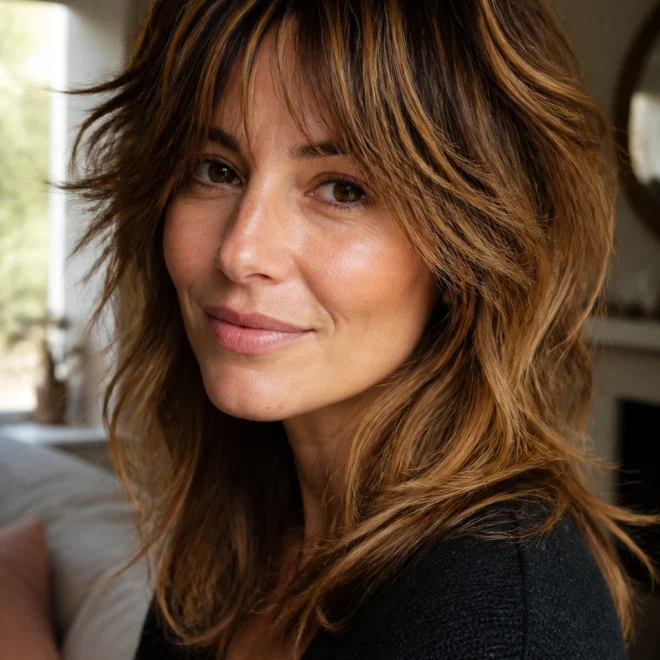 28 Caramel Brown Highlights for Round Faces