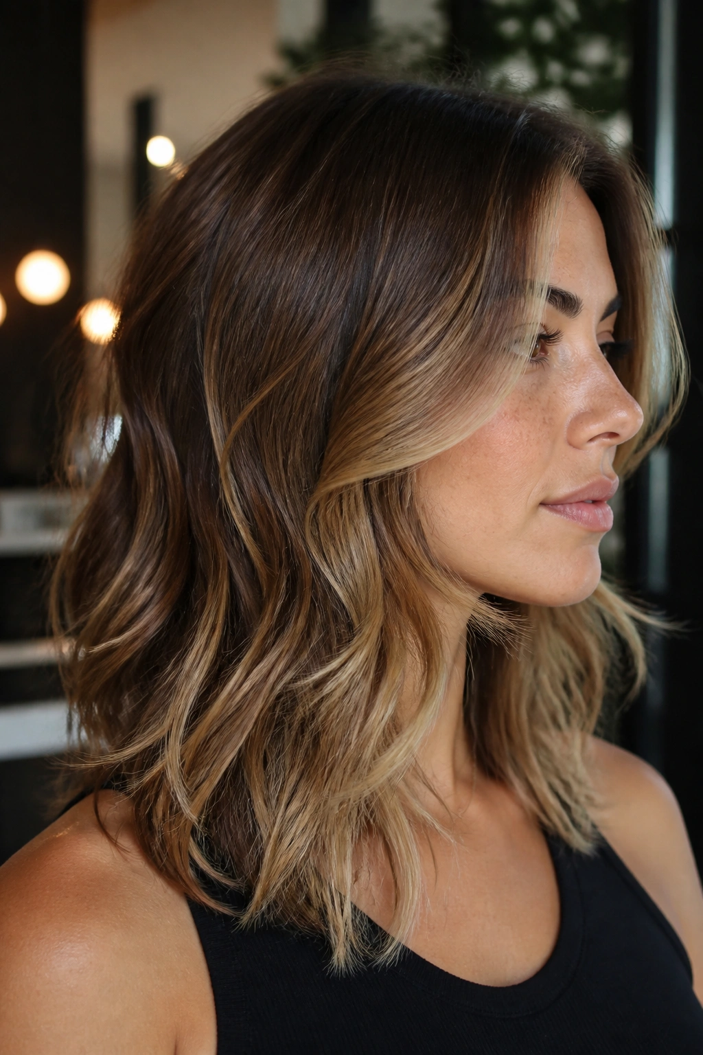 Close-up of layered waves with lighter ends on a real person