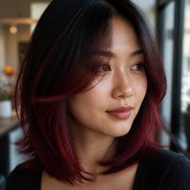 30 Red Black Ombre Hair Ideas for Round Faces