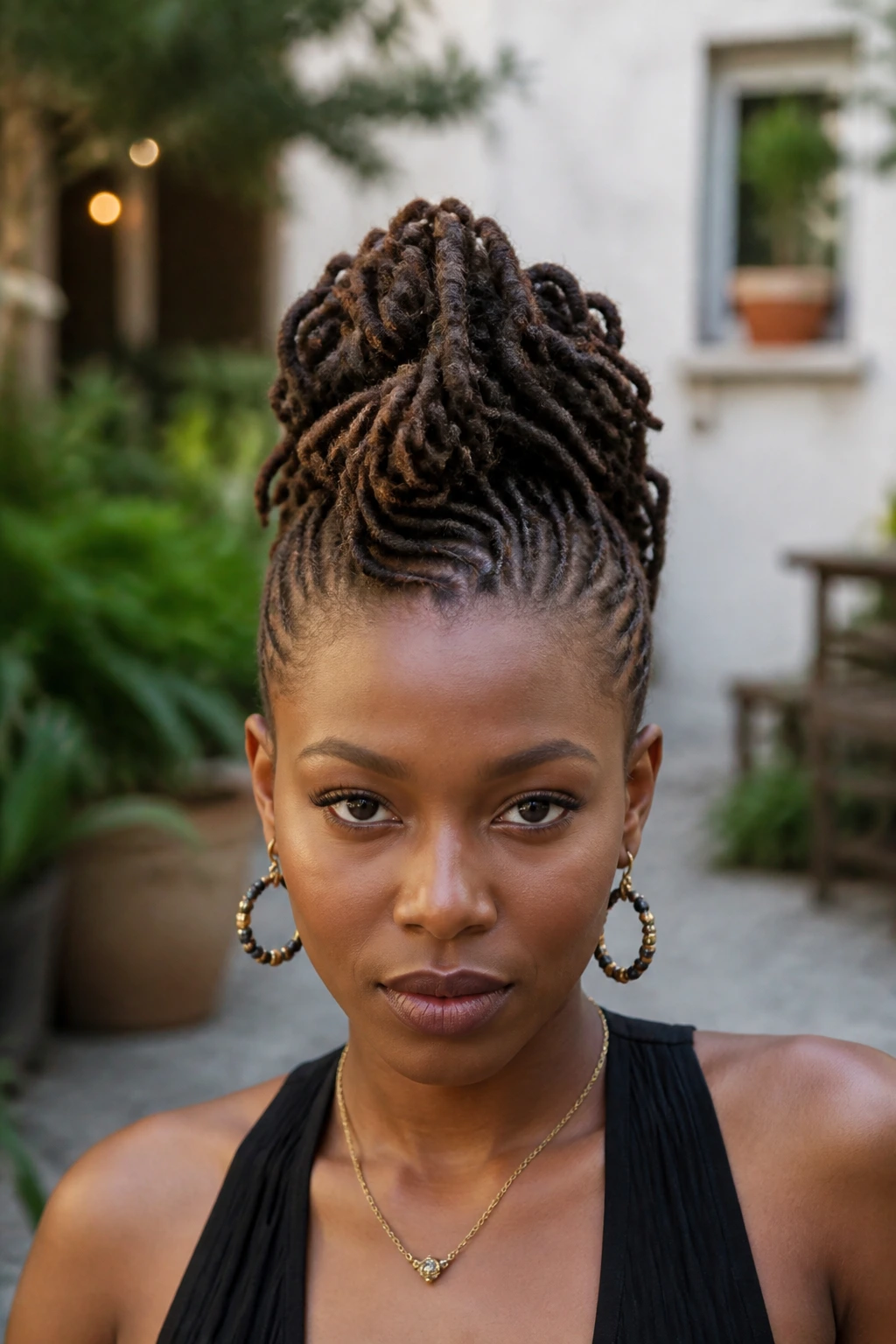 Locs Mohawk portrait on real woman