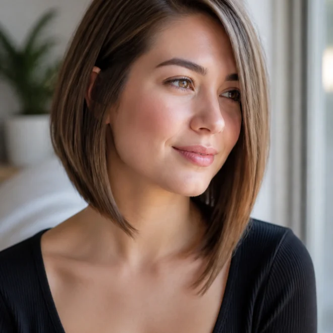 20 Long Asymmetrical Bob Haircuts for Round Faces