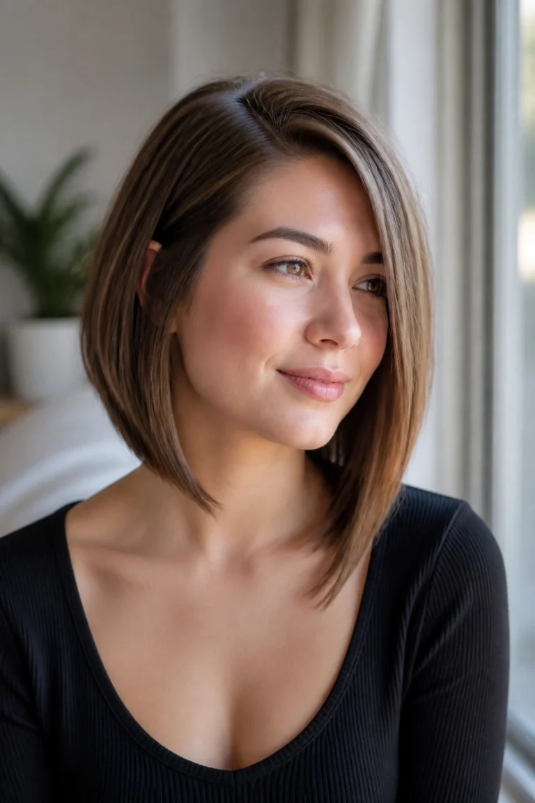 20 Long Asymmetrical Bob Haircuts for Round Faces