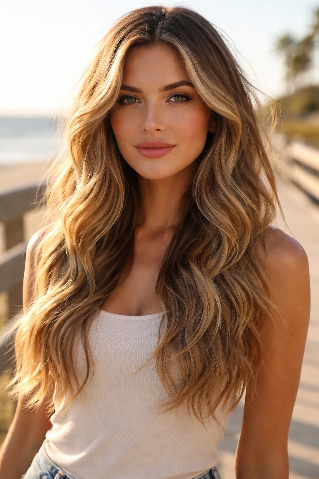 Portrait of a woman with loose beachy waves