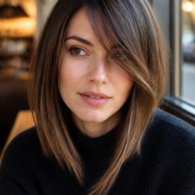 22 Long Asymmetrical Bob Haircuts for Round Faces